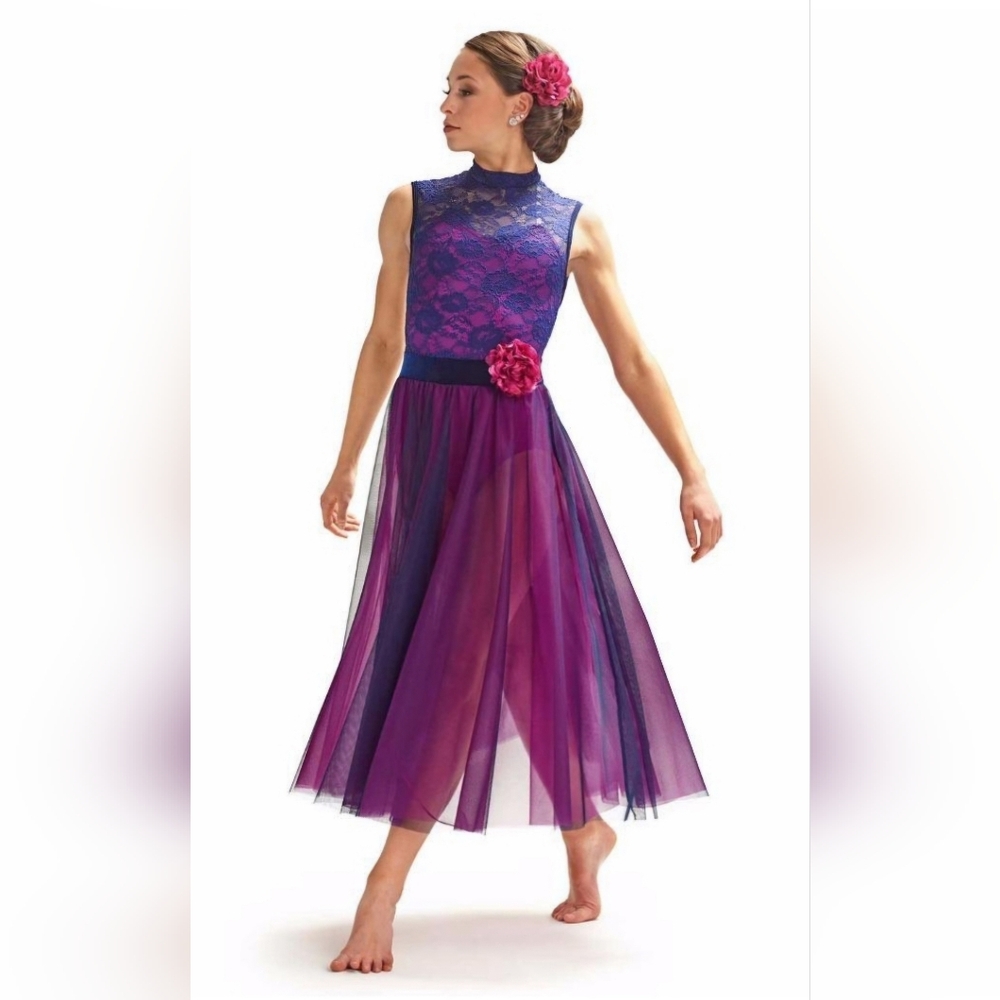 EUC Girl's Magenta/purple Dance Costume Dress Style# R444 Curtain Call Costumes